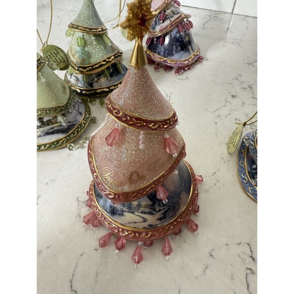 Thomas Kinkade Jeweled Tree Ornaments Bone China Bradford Exchange set of 6 - Picture 9 of 13